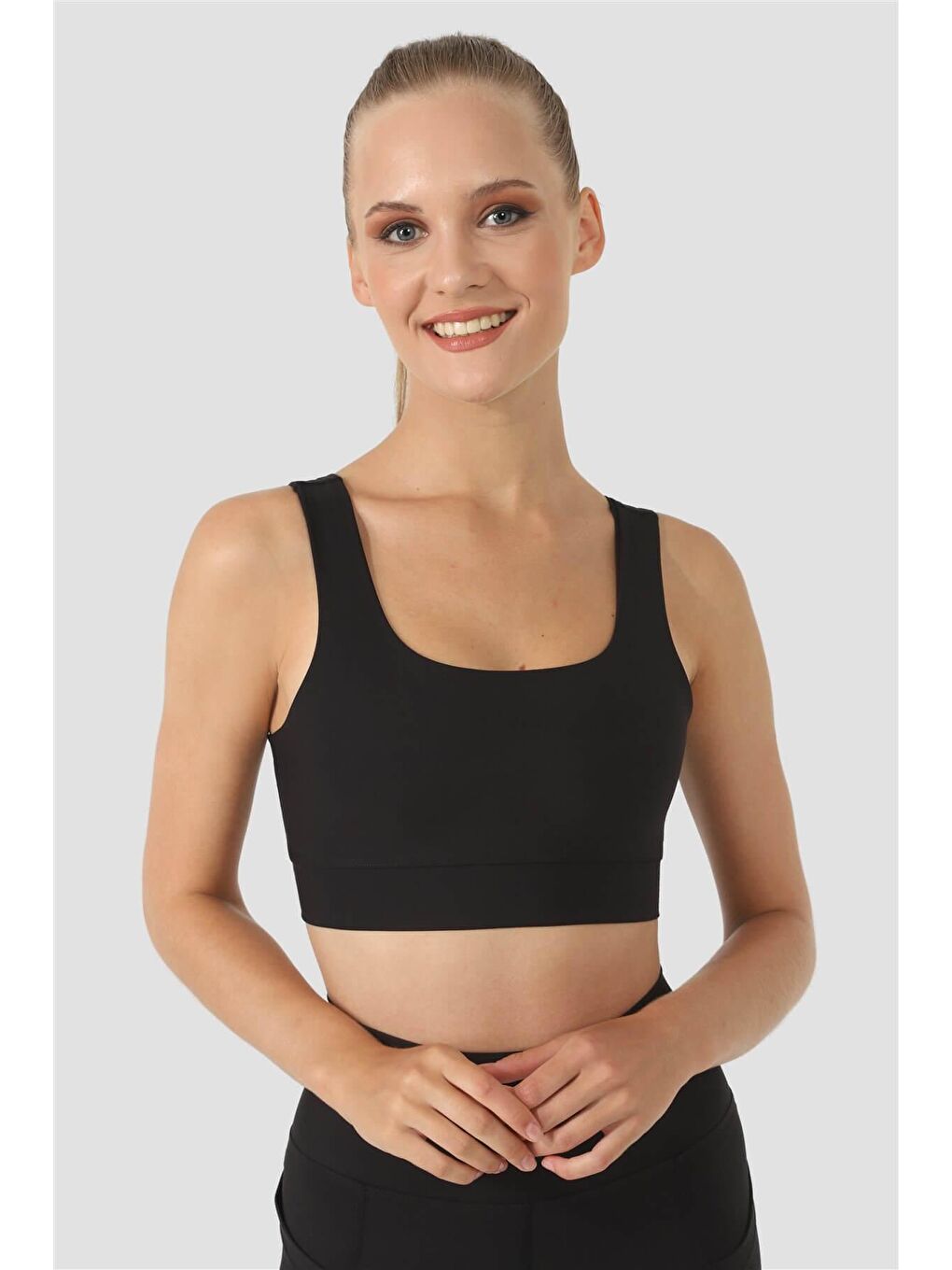 Superstacy Siyah Square Neck Siyah Spor Büstiyer