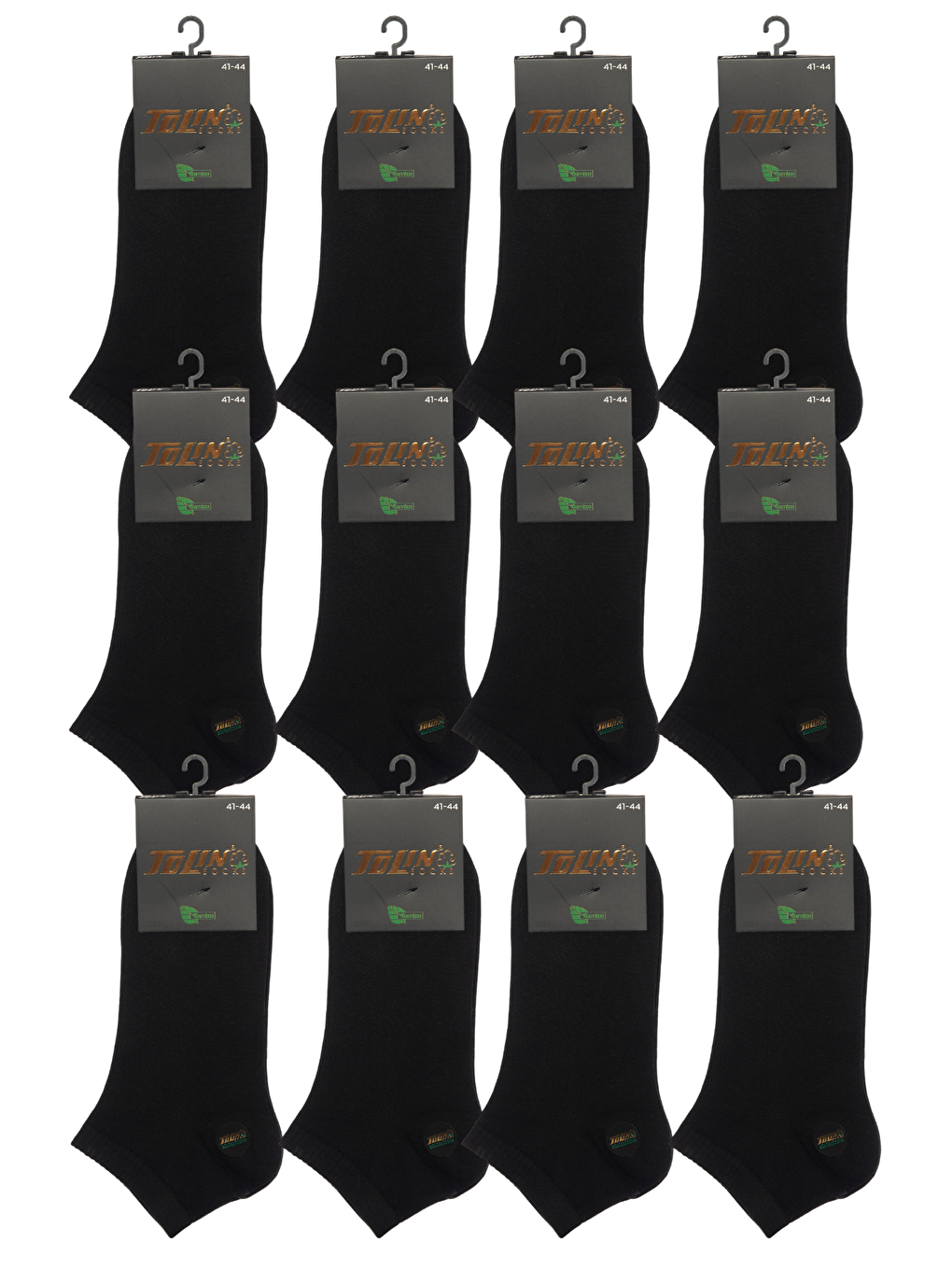 Erkek 12 li Bambu Siyah Jakarlı Dikişsiz Patik Çorap Seti 10500-2