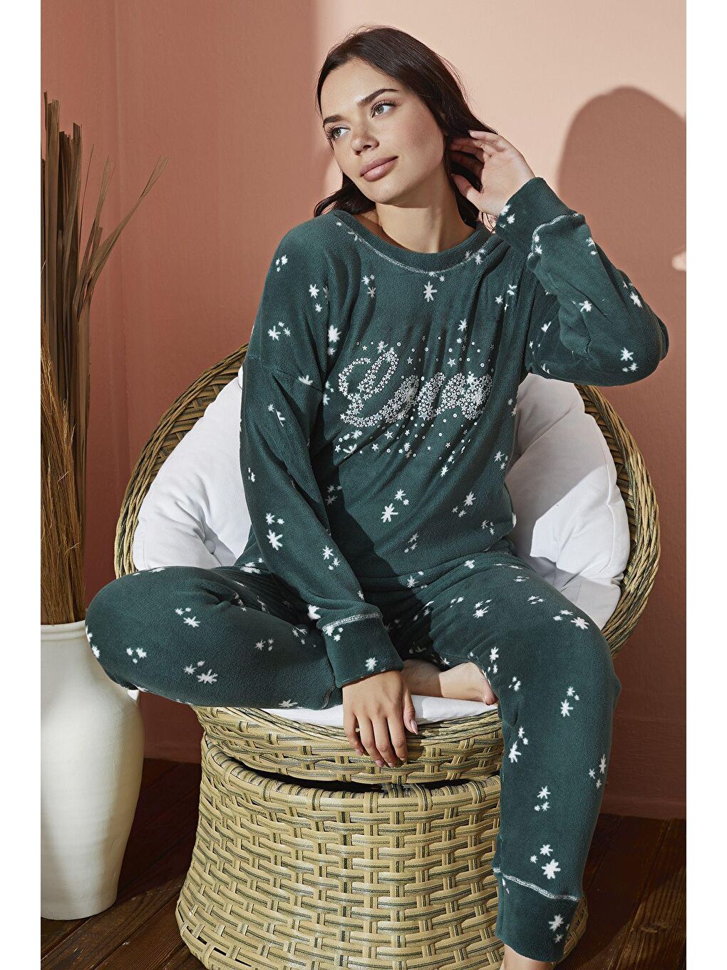 Yeşil Ultrasoft Pijama Takim 8890 -1