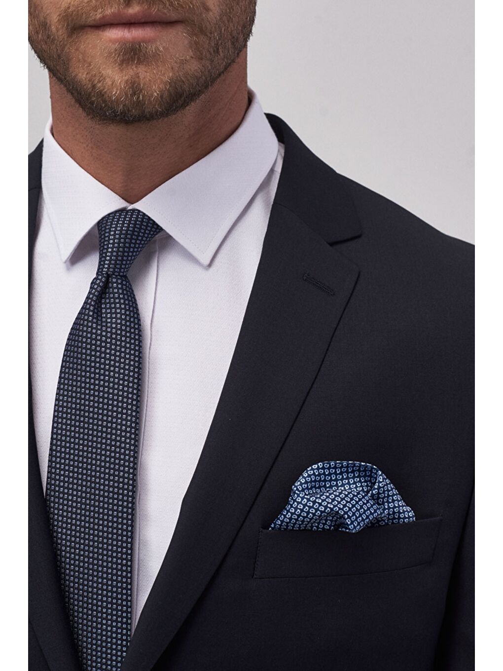 Erkek Lacivert Slim Fit Dar Kesim Düz Lacivert Su Geçirmez Nano Takım Elbise-4