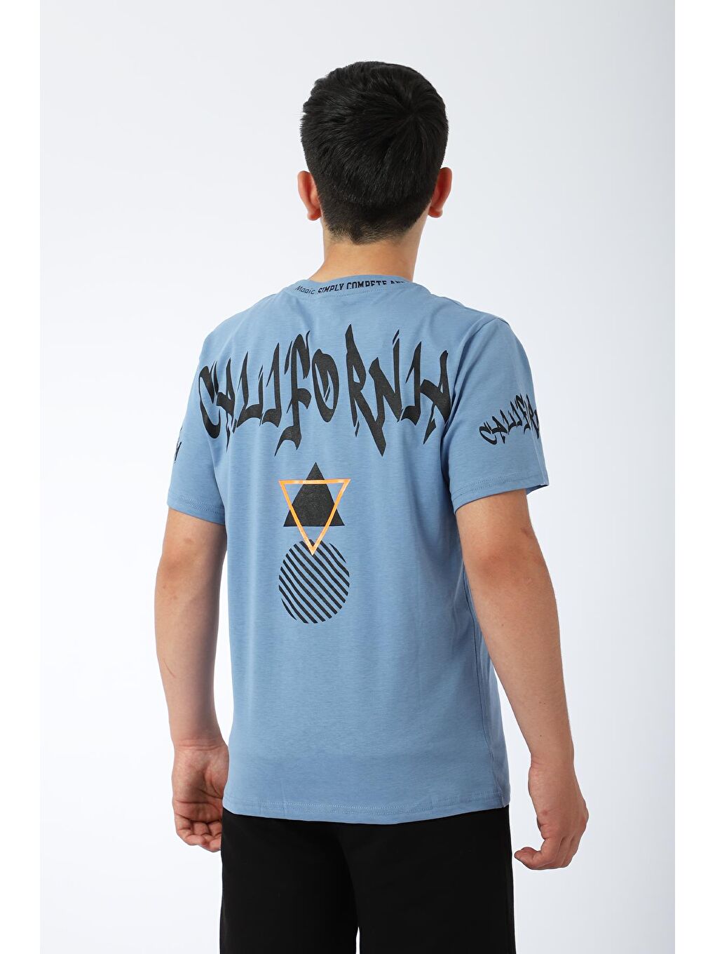 Mavi Erkek Çocuk Tshirt Şort Yazlık Takım California Baskılı-1