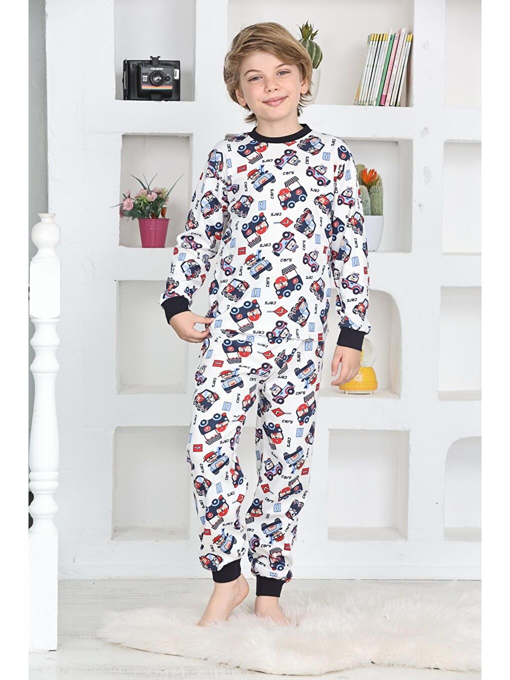 Kapi Kids Beyaz Erkek Çocuk Cars Baskılı Pijama Takımı