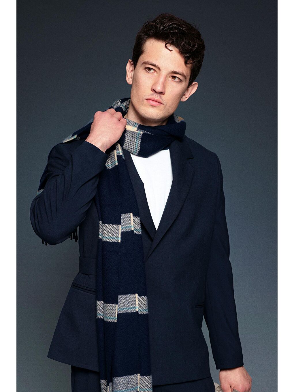 Erkek Kemerli Oversize Takım Elbise Lacivert-4