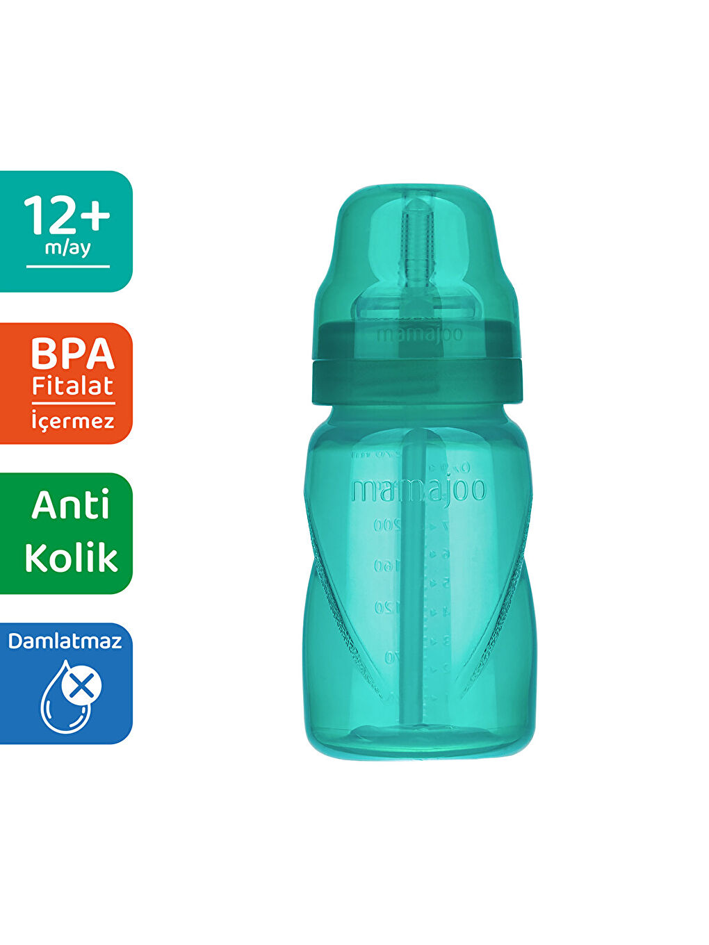 Akıtmaz Pipetli Bardak Yeşil 270 ml-1