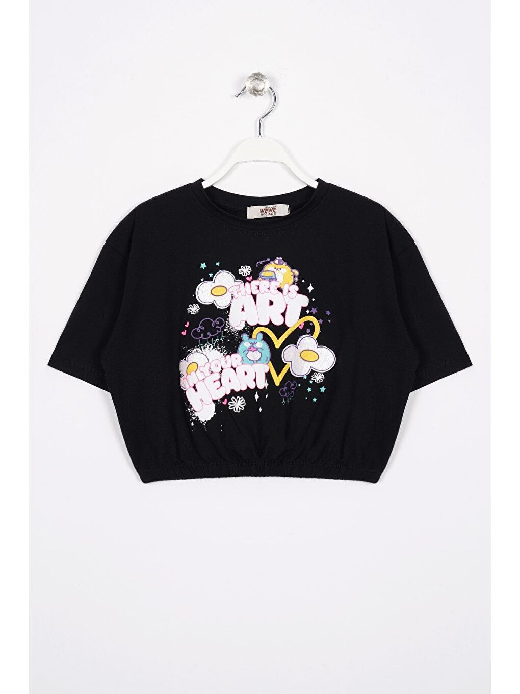 There Is Art  Baskılı Siyah Renk Kız Çocuk Tişört