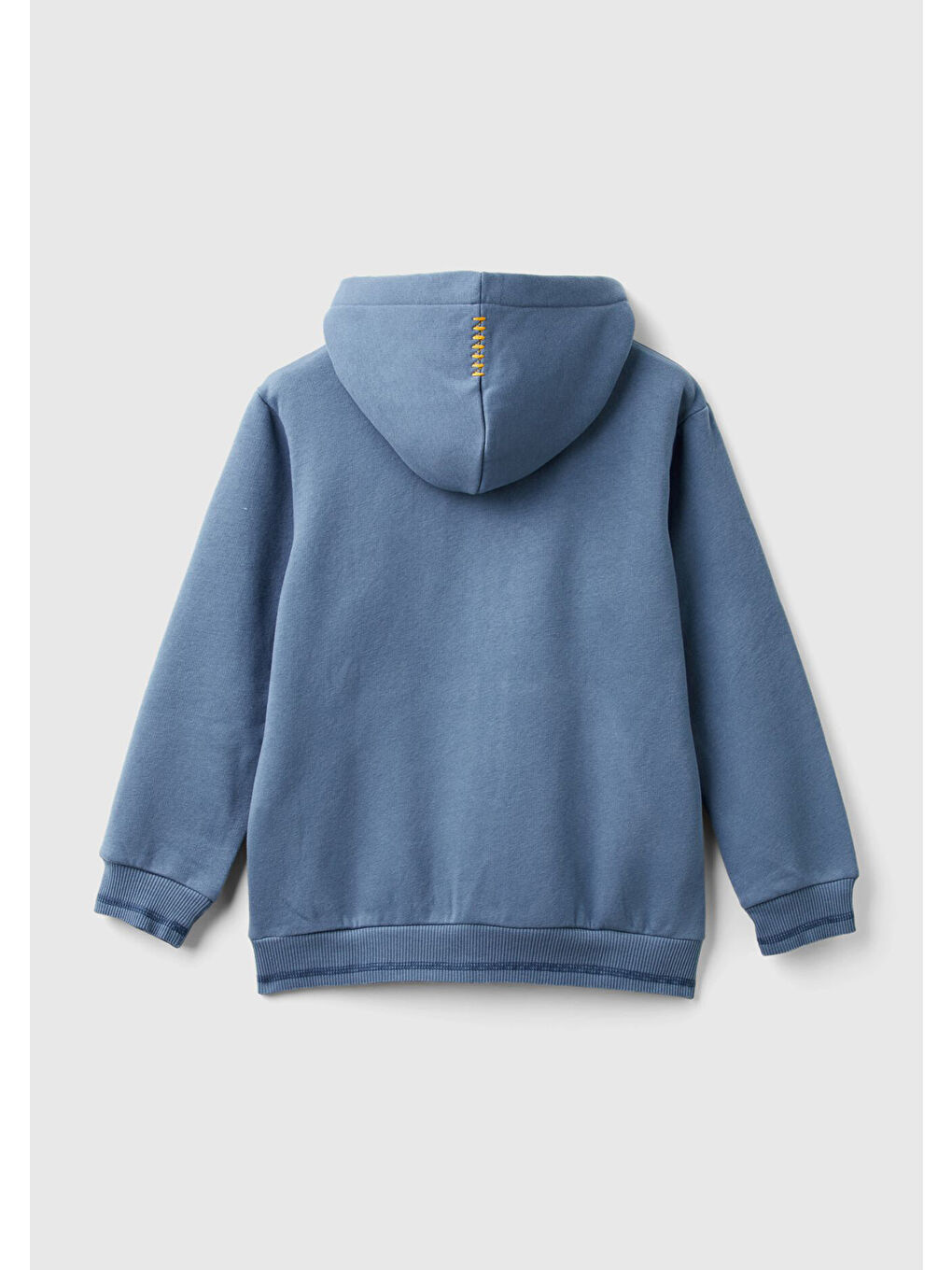 Erkek Çocuk Havacı Mavi Kontrast Renk Dikişli Fermuar Kapamalı Kapüşonlu Sweatshirt-1