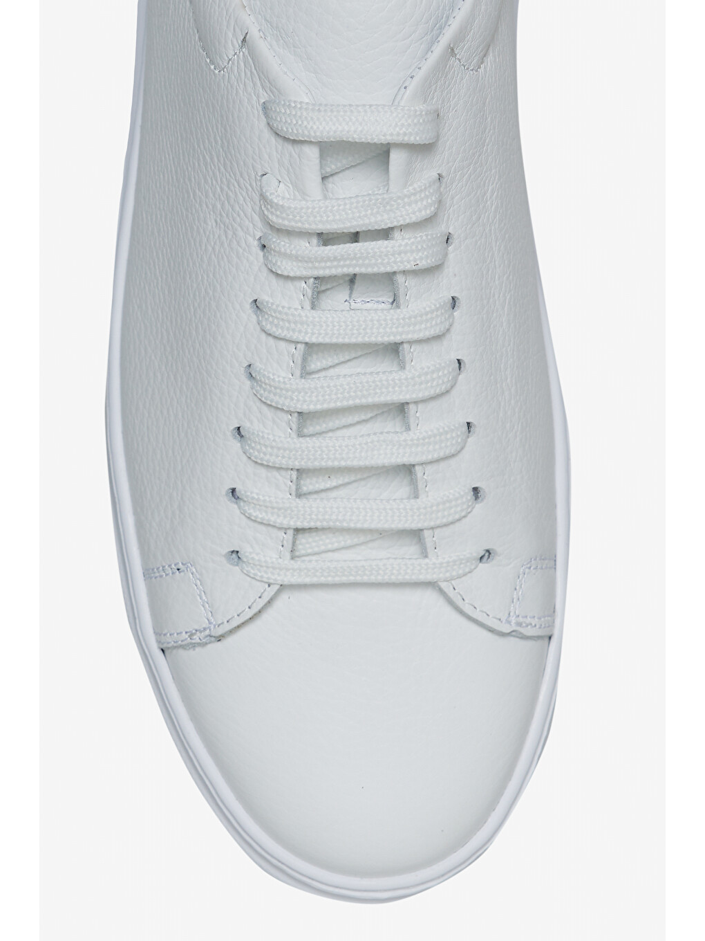 Erkek Beyaz %100 Deri Rahat Taban Esnek Sneaker Ayakkabı-2