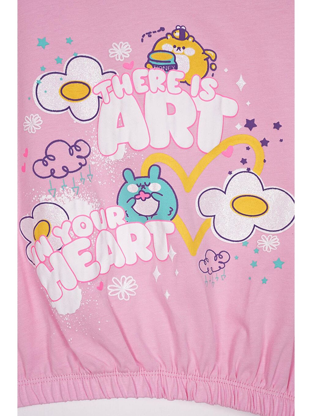 There Is Art  Baskılı Açık Pembe Renk Kız Çocuk Tişört-1