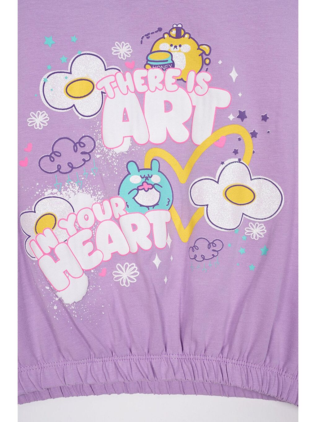 There Is Art  Baskılı Lila Renk Kız Çocuk Tişört-1