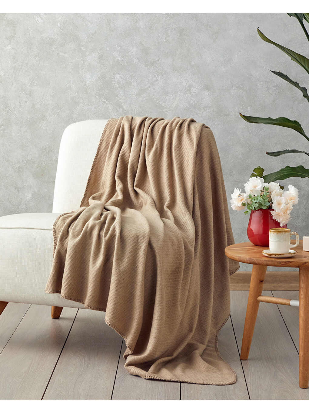 Bej Vividline Koltuk Şalı 130x170 cm Vizon-1