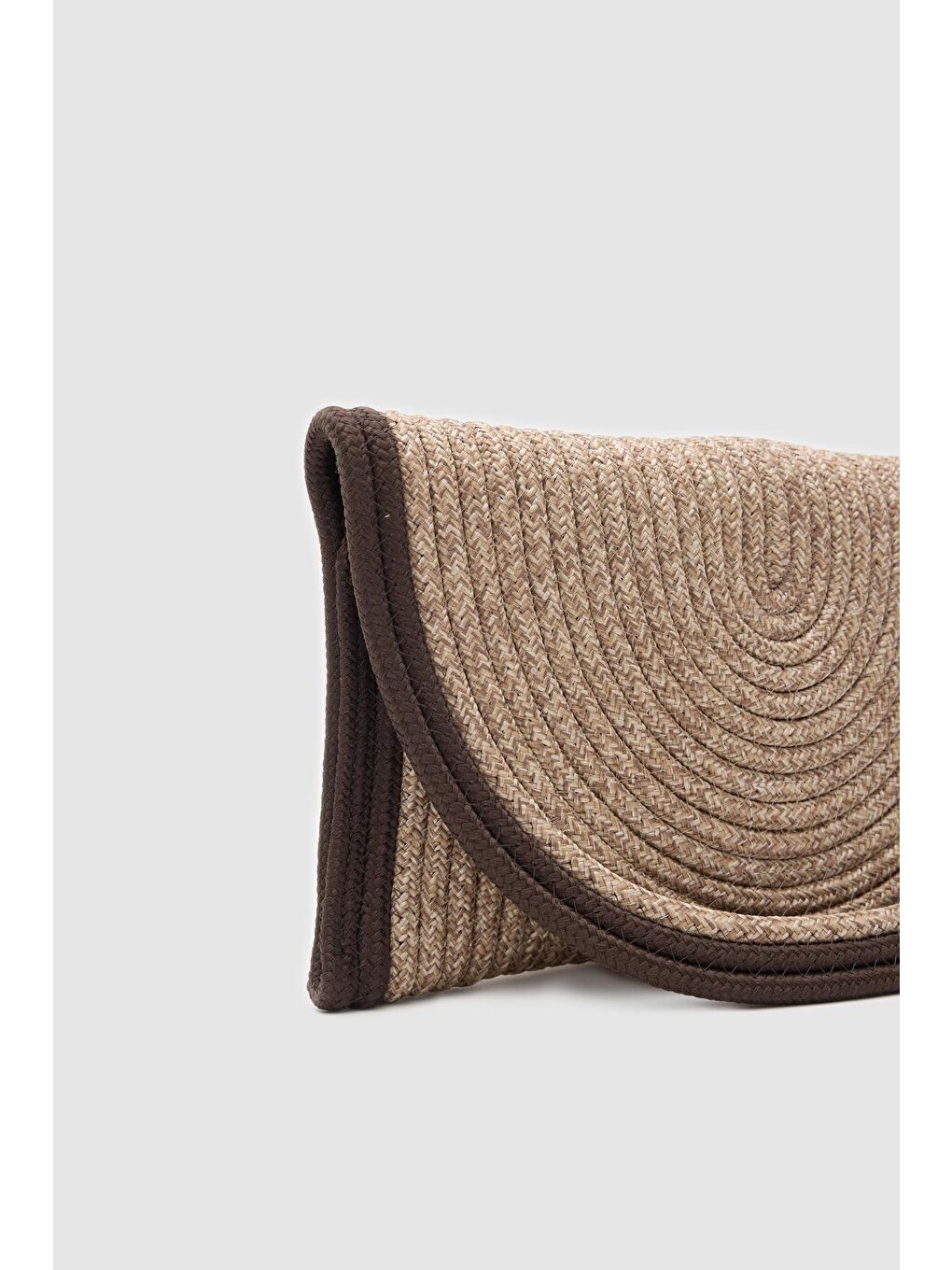 Bej Toffe Handmade Clutch Hasır Çanta Vizon-2