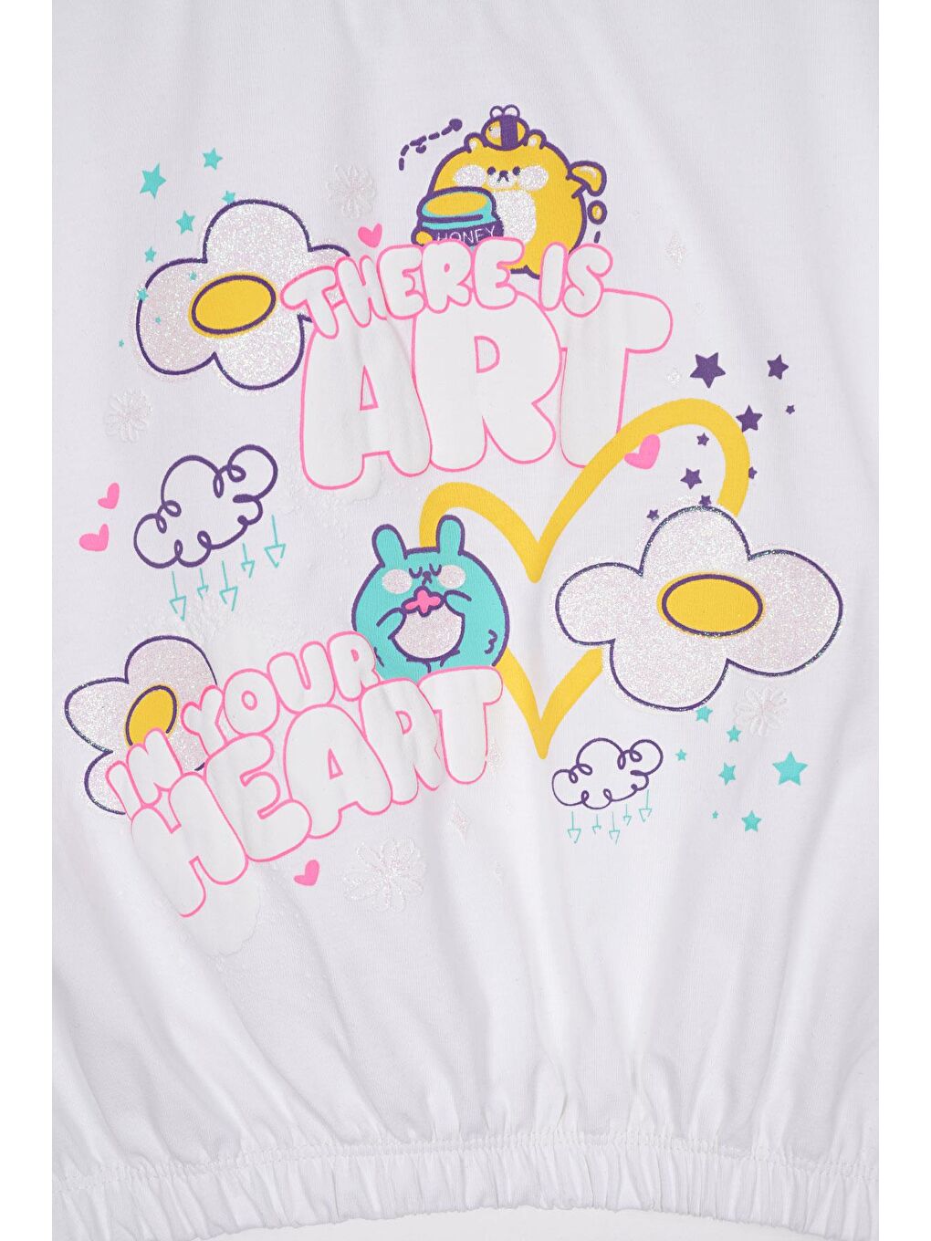 There Is Art  Baskılı Ekru Renk Kız Çocuk Tişört-1