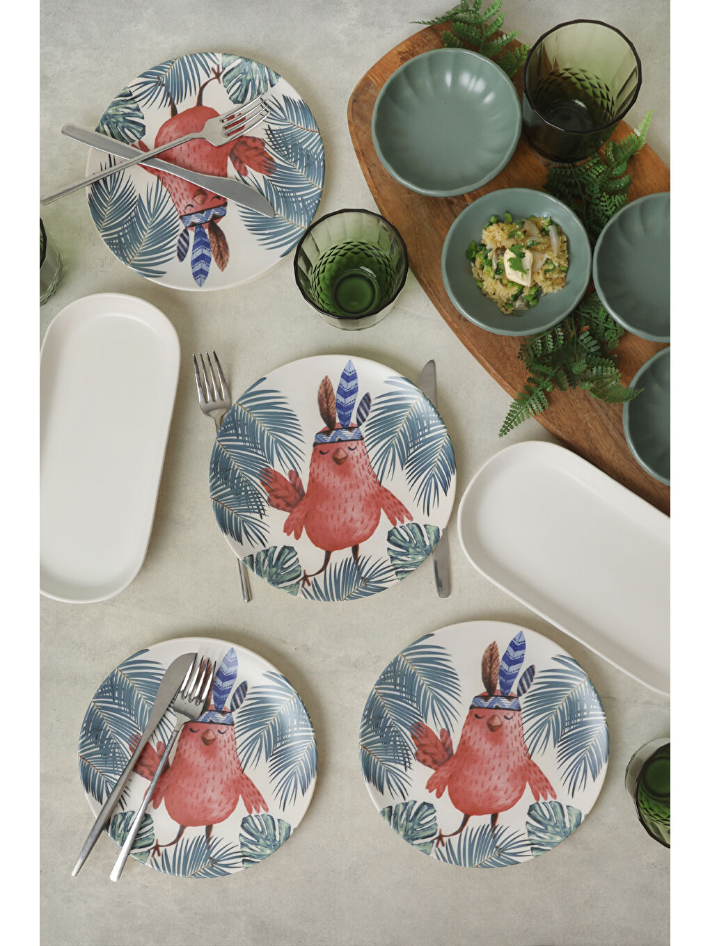 Karışık Tropik Baykuş Kahvaltı Takımı 10 Parça 4 kişilik