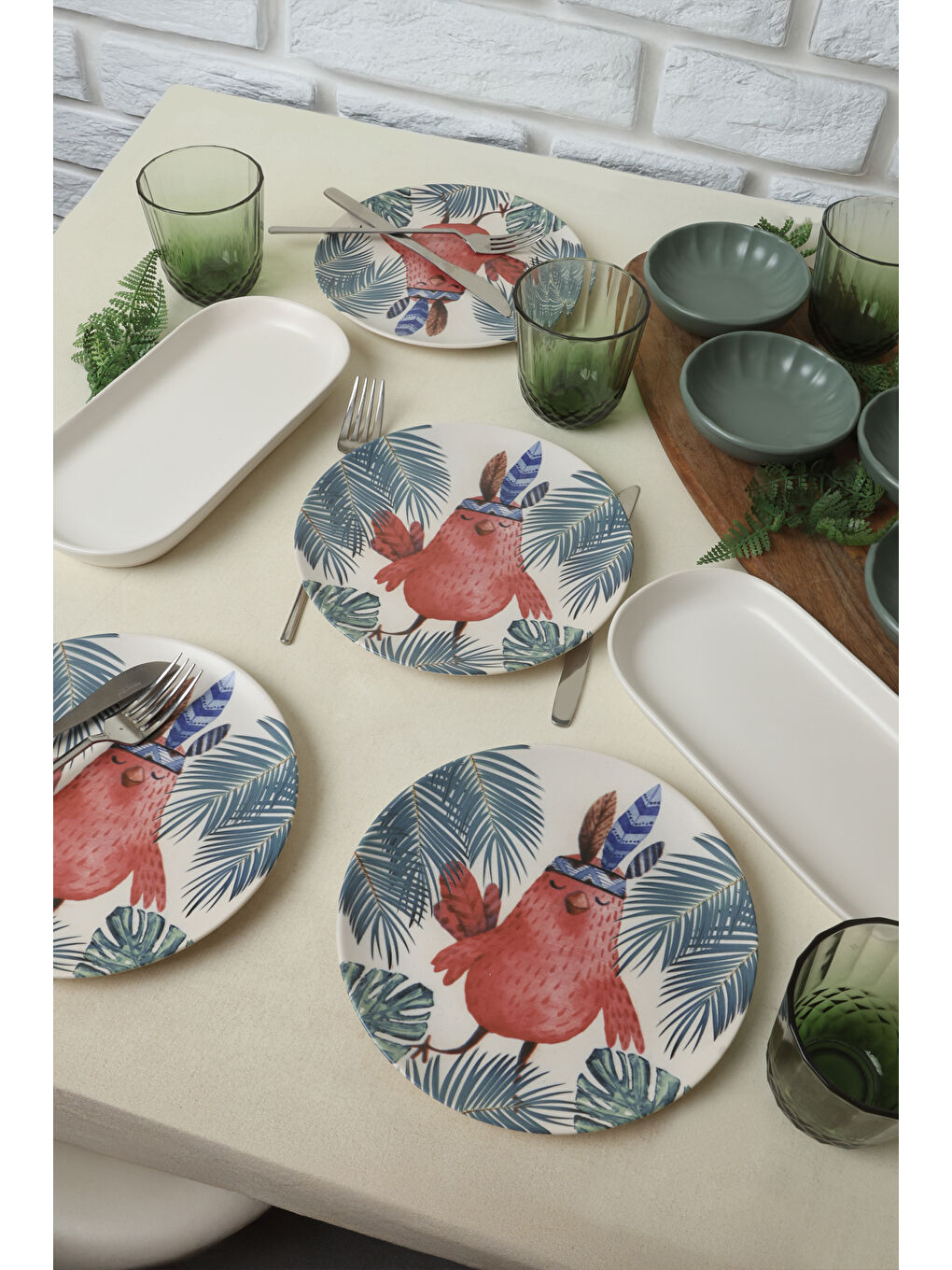 Karışık Tropik Baykuş Kahvaltı Takımı 10 Parça 4 kişilik-1