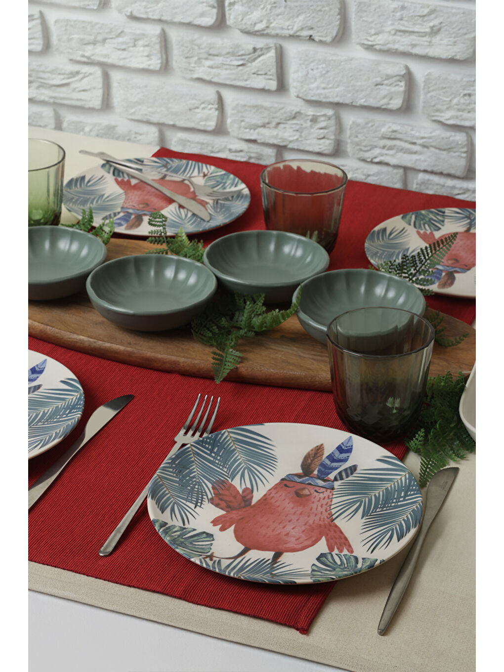 Karışık Tropik Baykuş Kahvaltı Takımı 10 Parça 4 kişilik-2