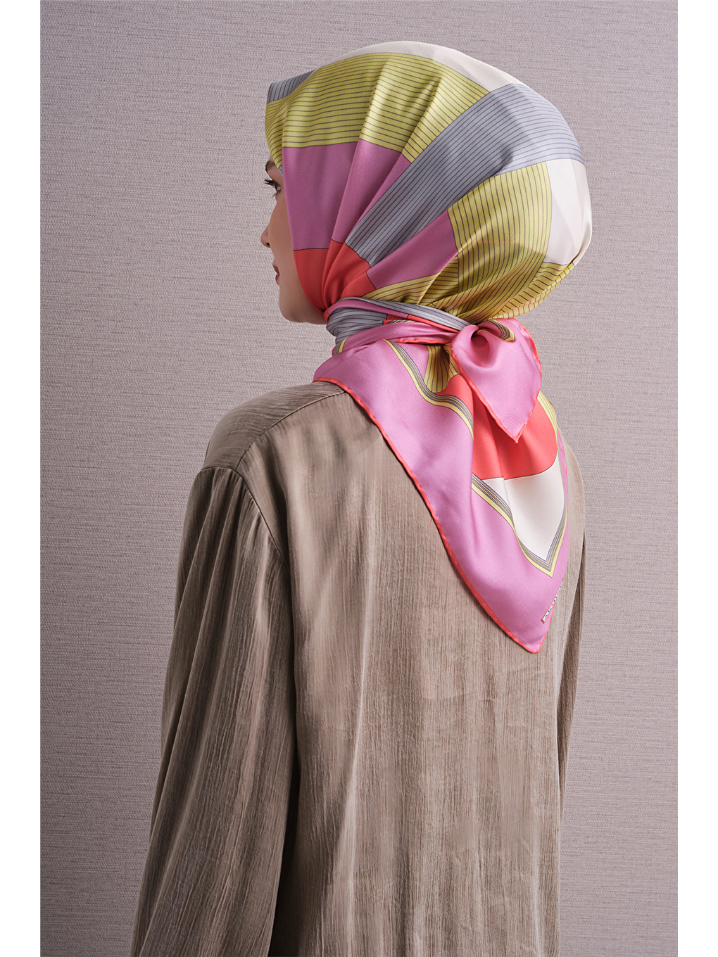 Pembe Saf İpek Twill Eşarp 9610d 88-3