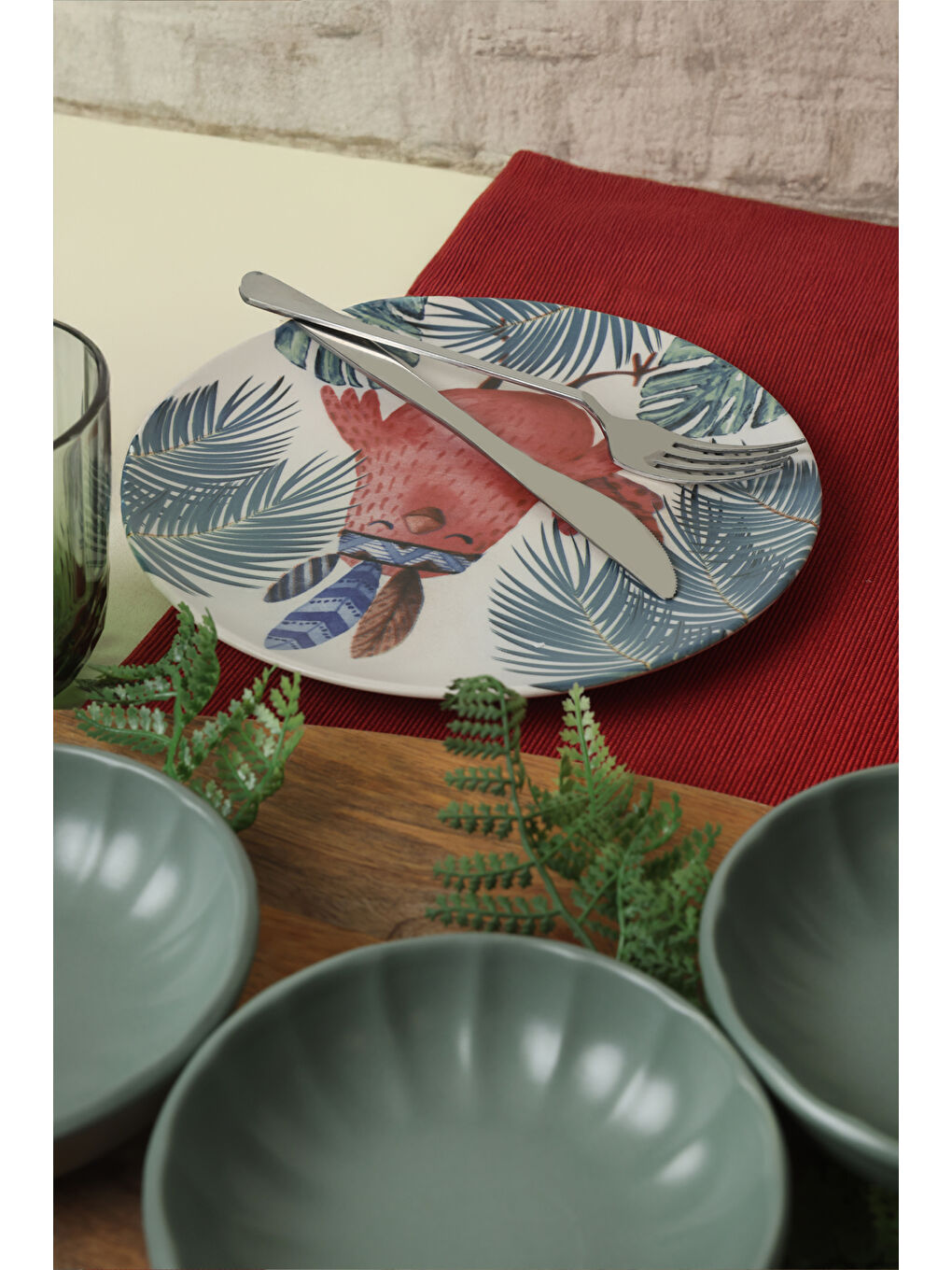 Karışık Tropik Baykuş Kahvaltı Takımı 10 Parça 4 kişilik-4