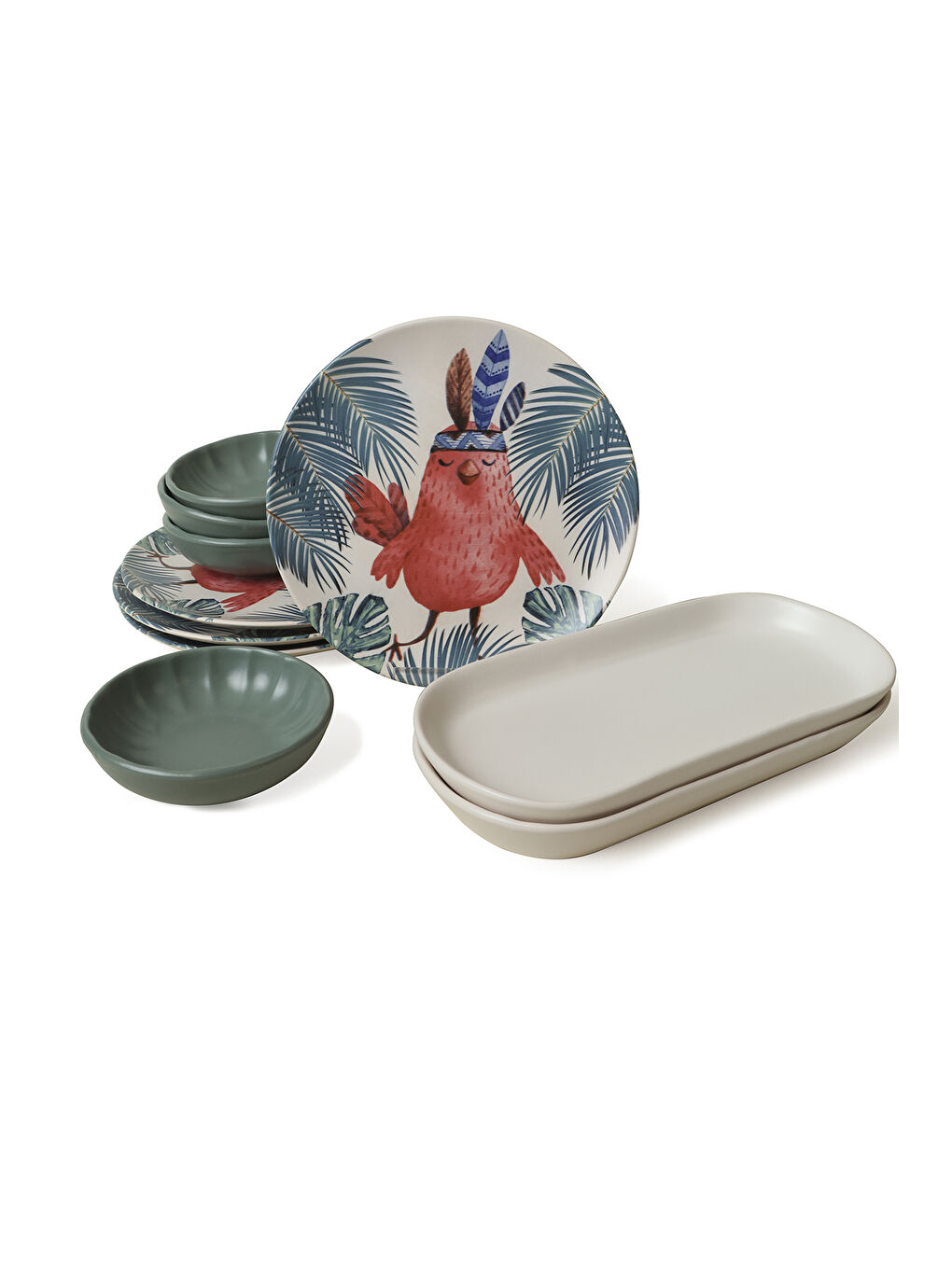 Karışık Tropik Baykuş Kahvaltı Takımı 10 Parça 4 kişilik-7