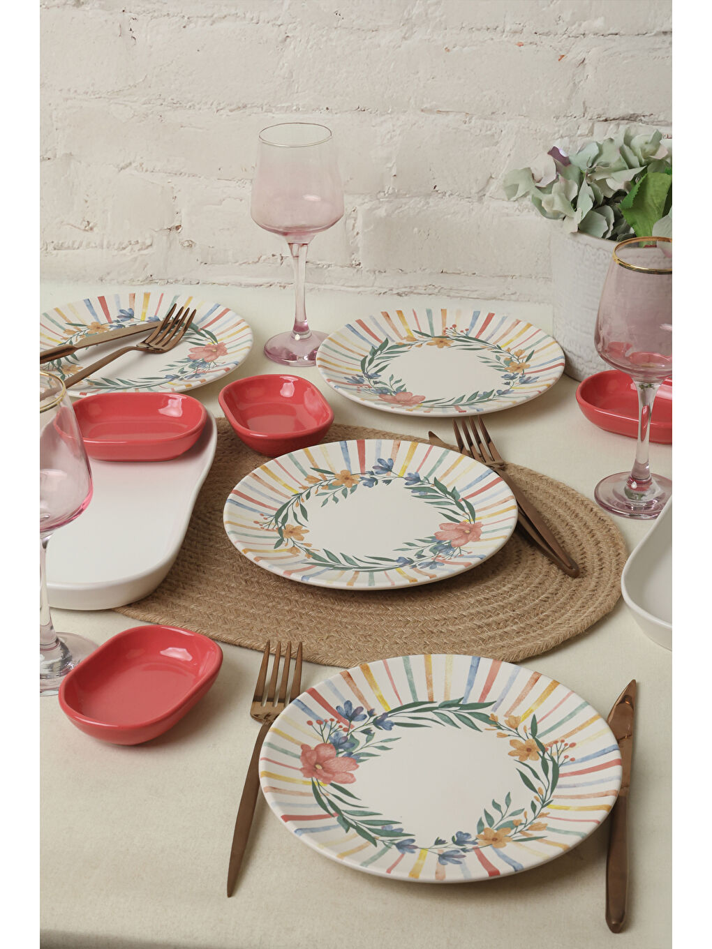 Karışık Soft Flowers Kahvaltı Takımı 10 Parça 4 kişilik-1