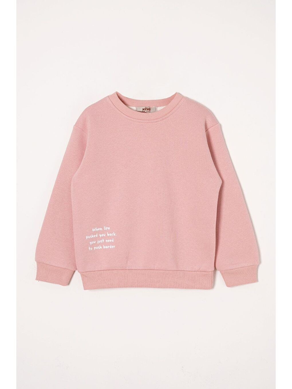 Yazı Baskılı Toz Pembe Renk Kız Çocuk Sweat