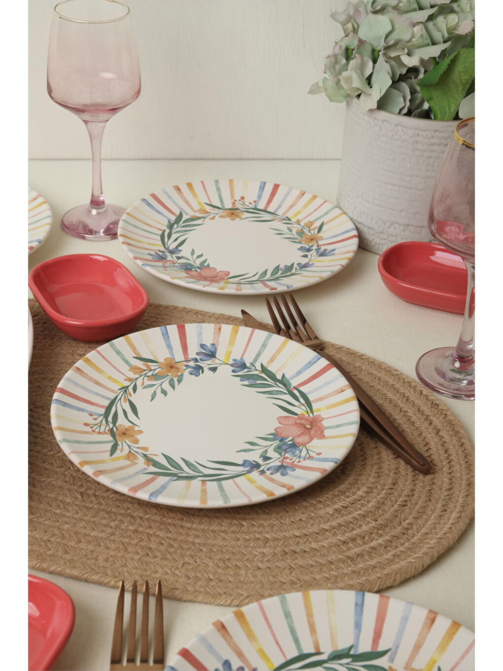 Karışık Soft Flowers Kahvaltı Takımı 10 Parça 4 kişilik-3