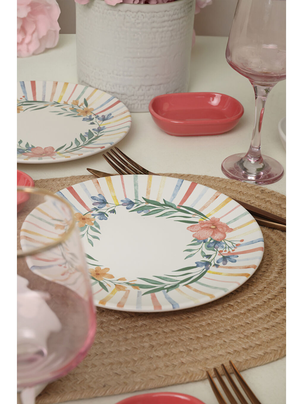 Karışık Soft Flowers Kahvaltı Takımı 10 Parça 4 kişilik-4