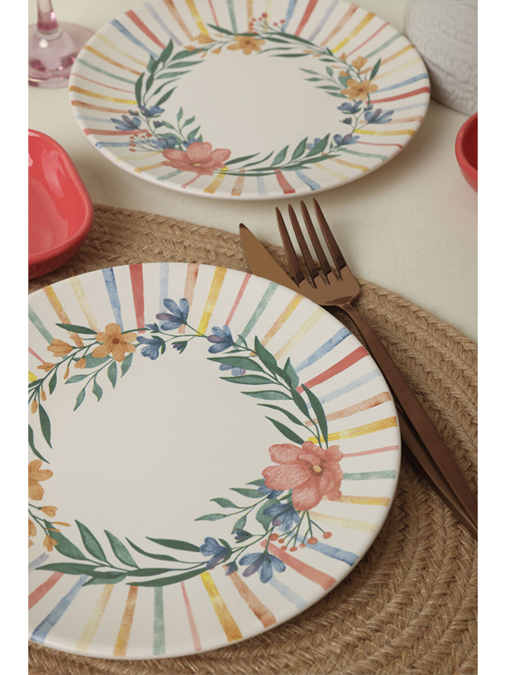 Karışık Soft Flowers Kahvaltı Takımı 10 Parça 4 kişilik-5