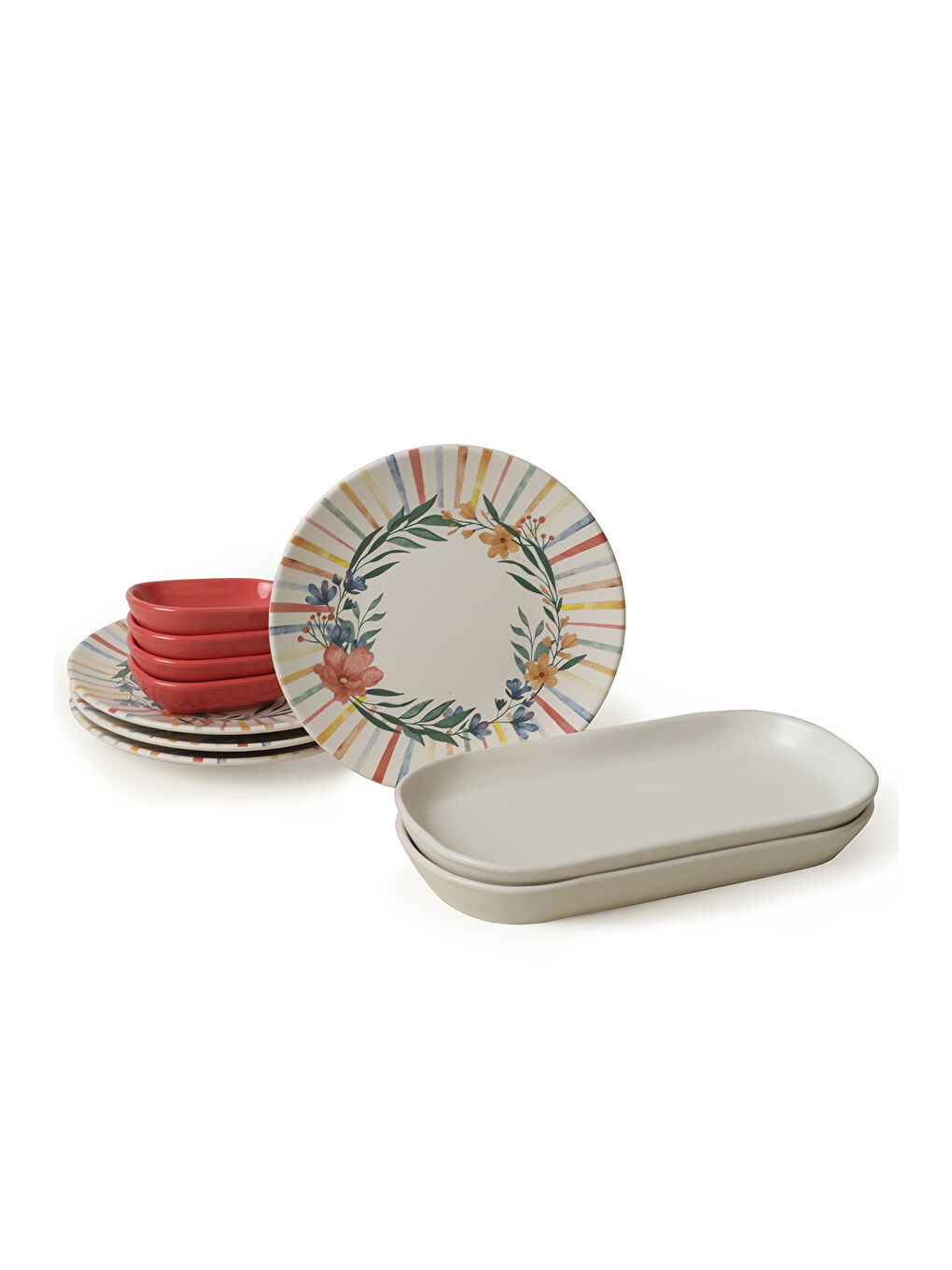 Karışık Soft Flowers Kahvaltı Takımı 10 Parça 4 kişilik-7