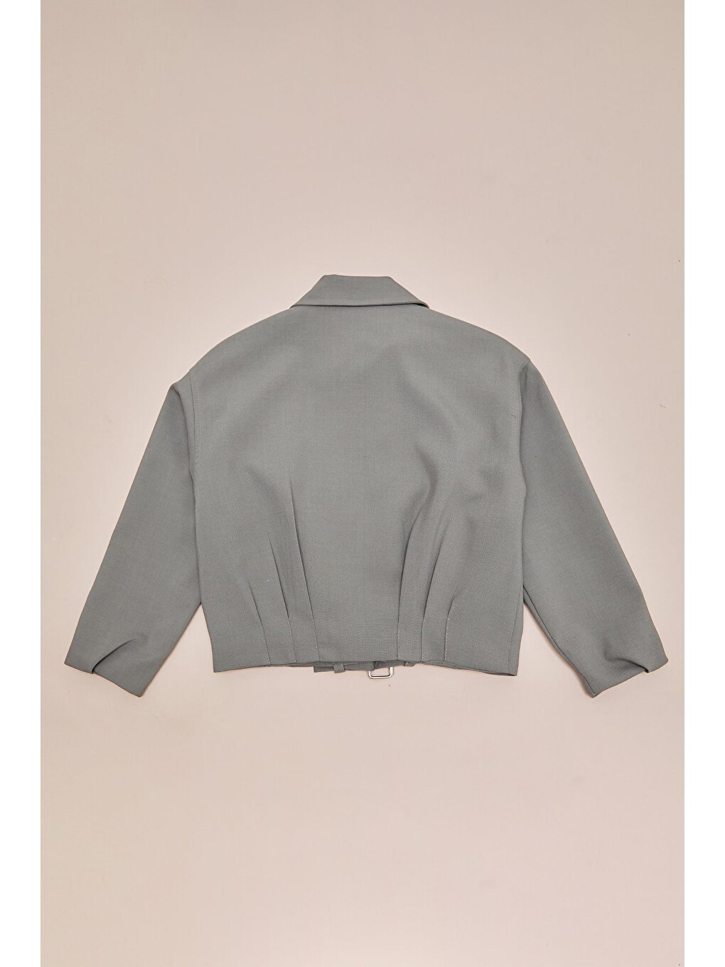 Haki Kemerli Pileli Oversize Kız Çocuk Trençkot-3