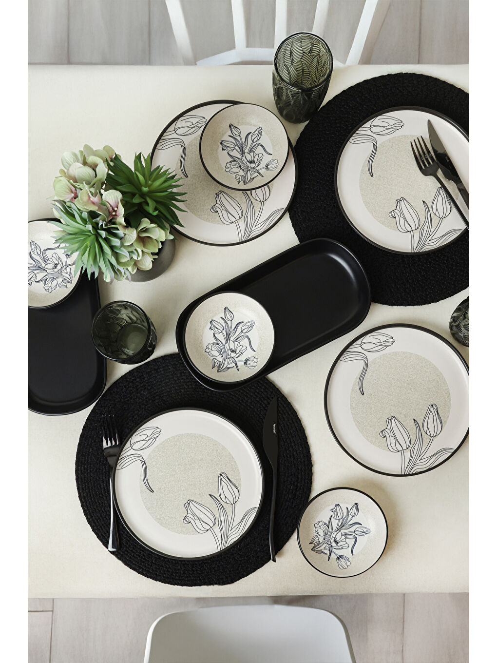 Karışık Shade Flowers Kahvaltı Takımı 10 Parça 4 kişilik