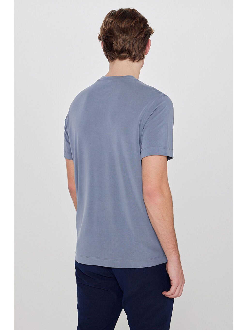 Gri Regular Fit Bisiklet Yaka Tişört-4