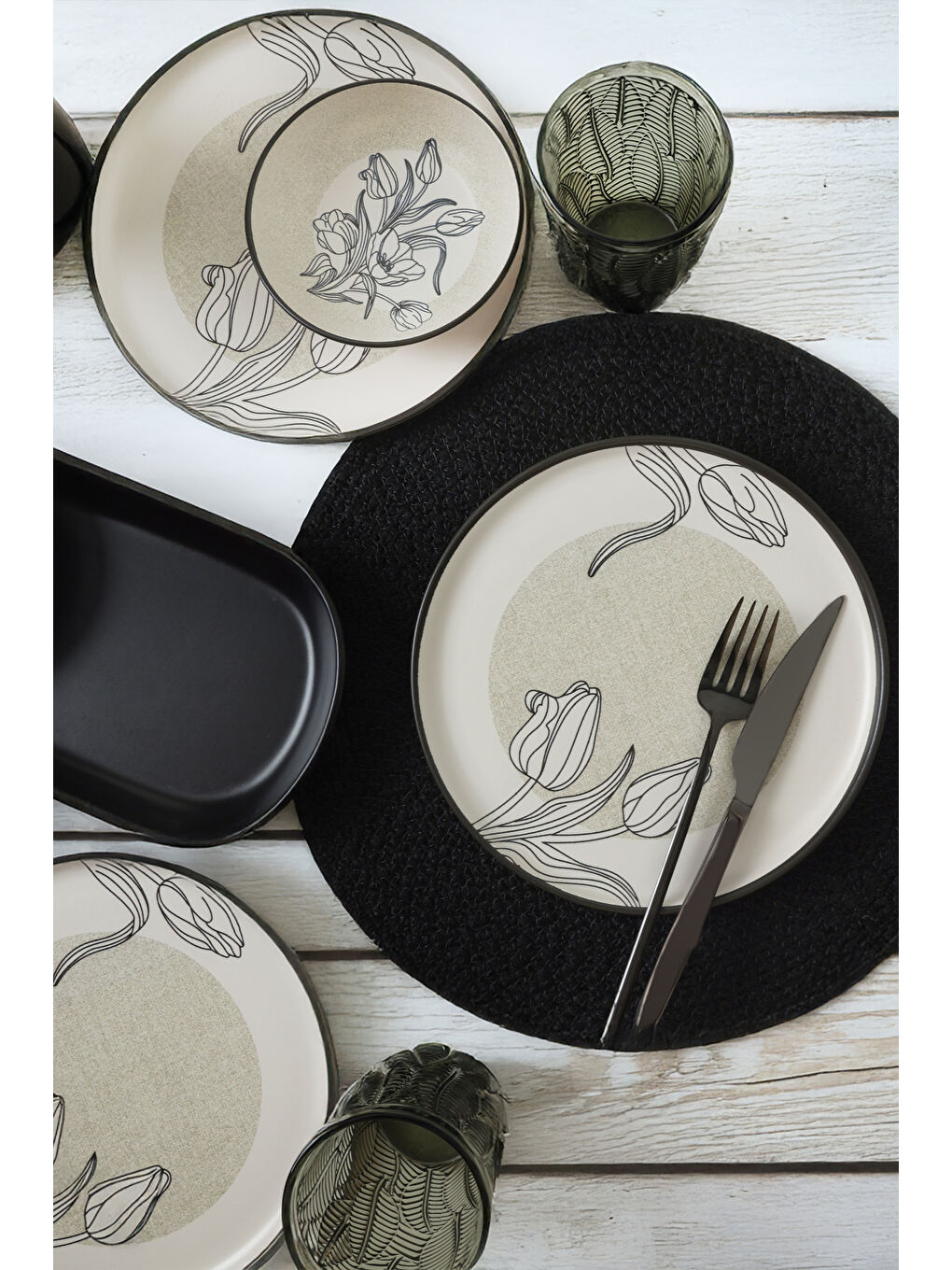 Karışık Shade Flowers Kahvaltı Takımı 10 Parça 4 kişilik-4