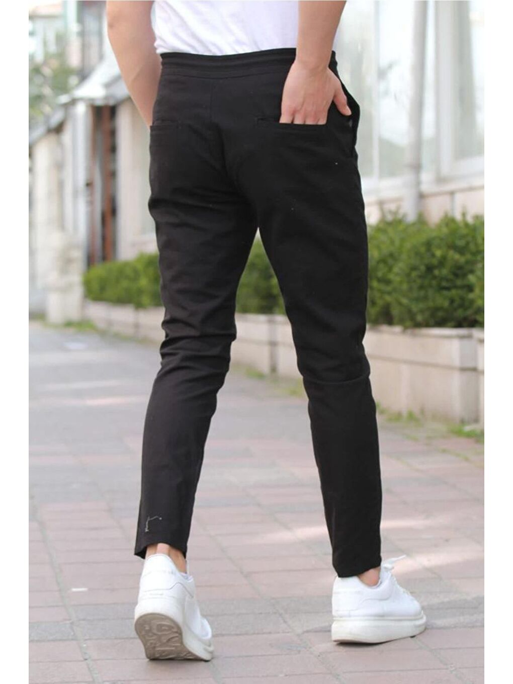 Siyah Erkek Eganis Ipli Jogger Düğmeli Kumaş Pantolon jggrkmpnt01r0131-3