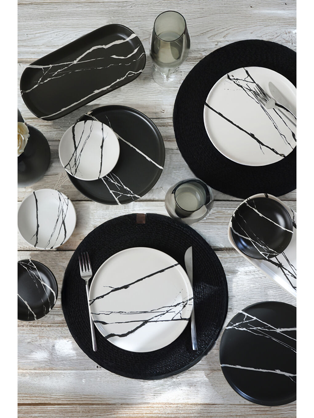 Karışık Mermer Kahvaltı Takımı 10 Parça 4 kişilik