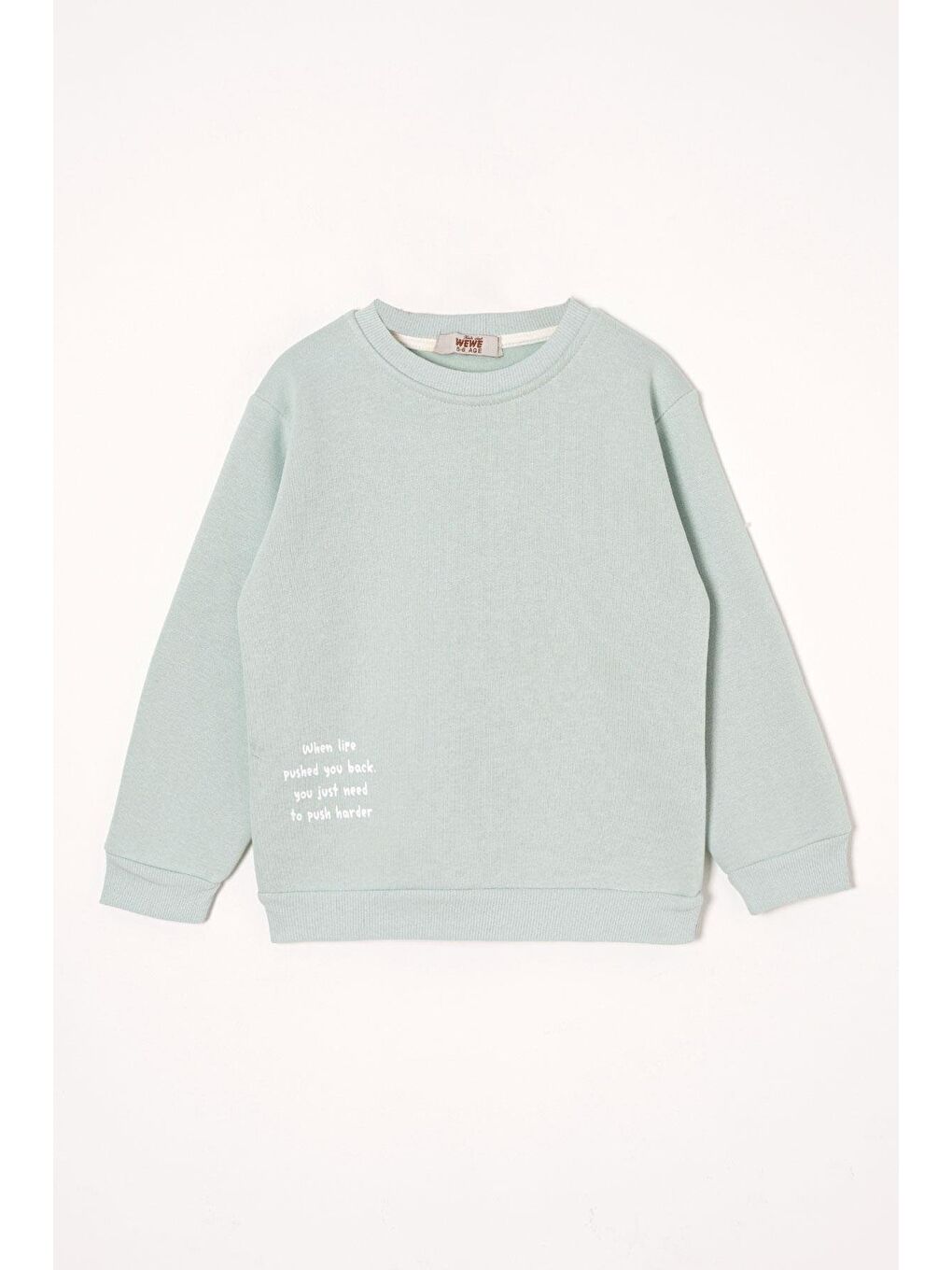 Yeşil Yazı Baskılı Mint Renk Kız Çocuk Sweat