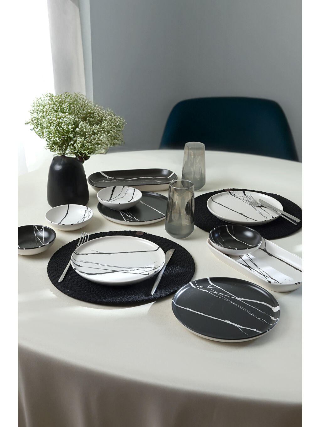 Karışık Mermer Kahvaltı Takımı 10 Parça 4 kişilik-3