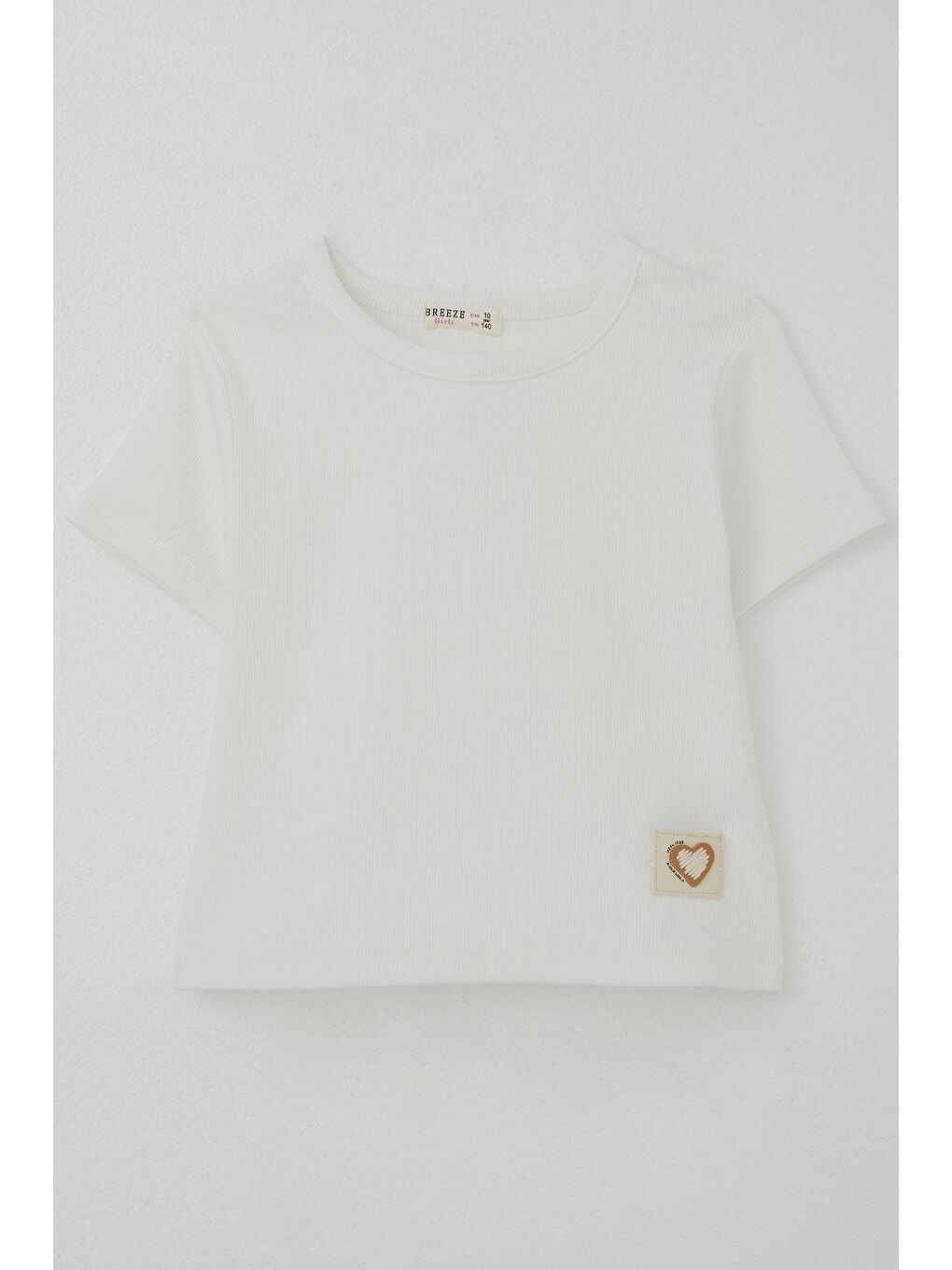 Kız Çocuk Tişört Kalp Armalı Ekru (9-14 Yaş)