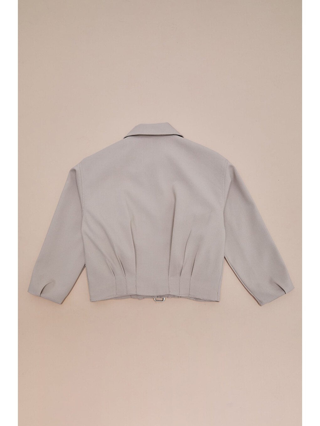 Bej Kemerli Pileli Oversize Kız Çocuk Trençkot-3