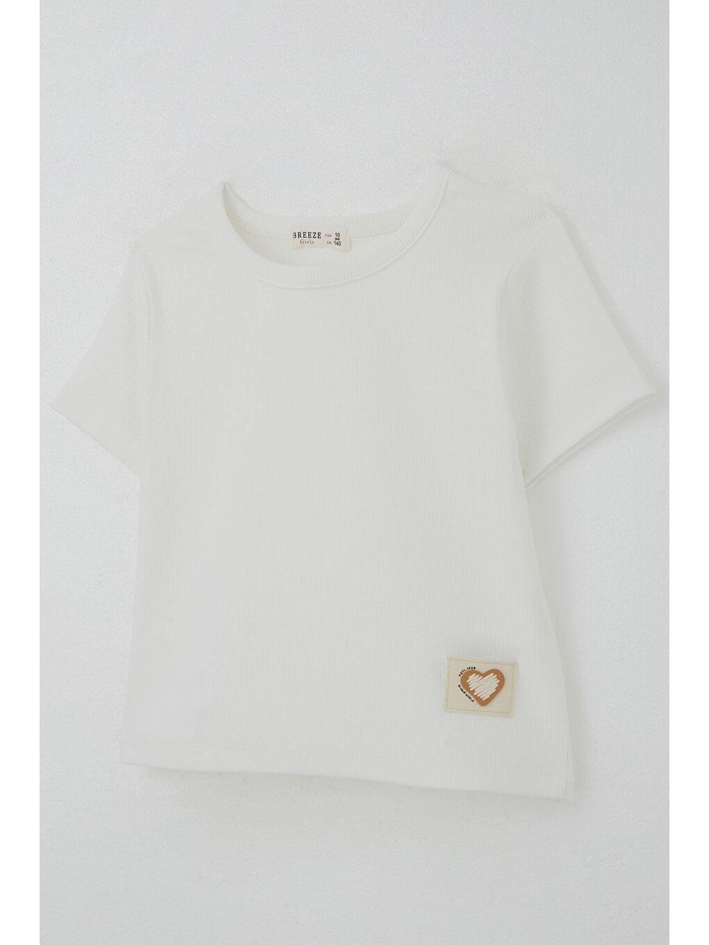 Kız Çocuk Tişört Kalp Armalı Ekru (9-14 Yaş)-2