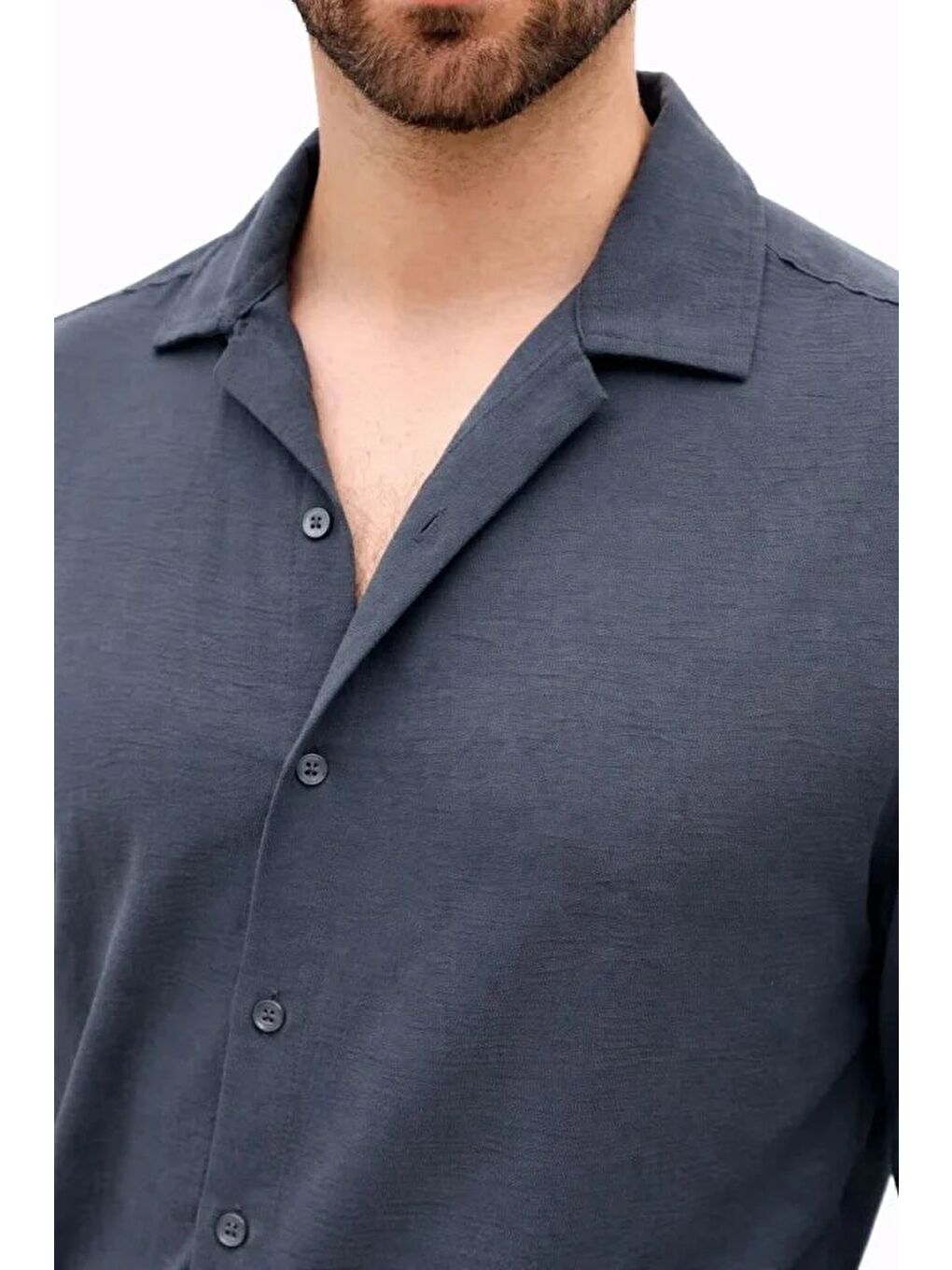 Gri Erkek Aerobin Kumaş Oversize 4 Mevsim Uzun Kollu Rahat Kalıp Gömlek - Füme-1