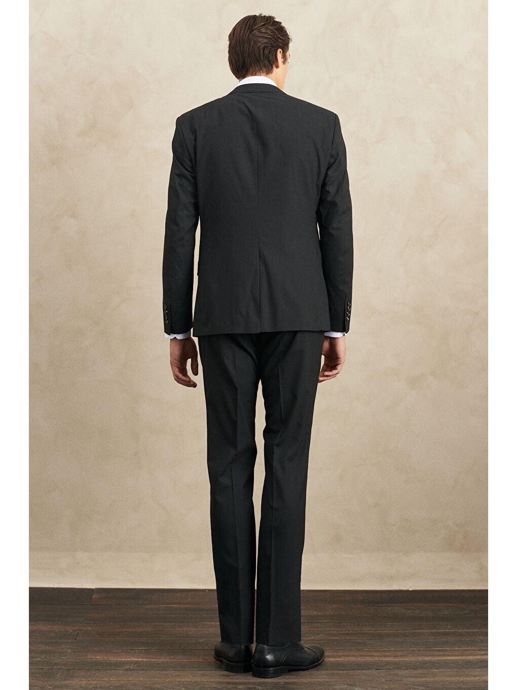 Erkek Siyah Su Geçirmez Slim Fit Dar Kesim Mono Yaka Yünlü Yelekli Nano Takım Elbise-7