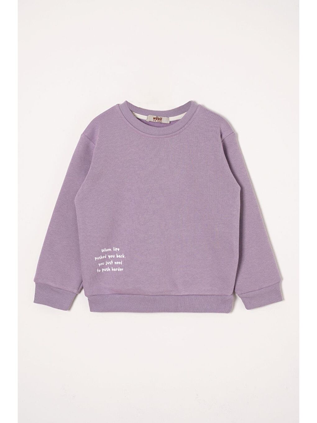 Yazı Baskılı Lila Renk Kız Çocuk Sweat