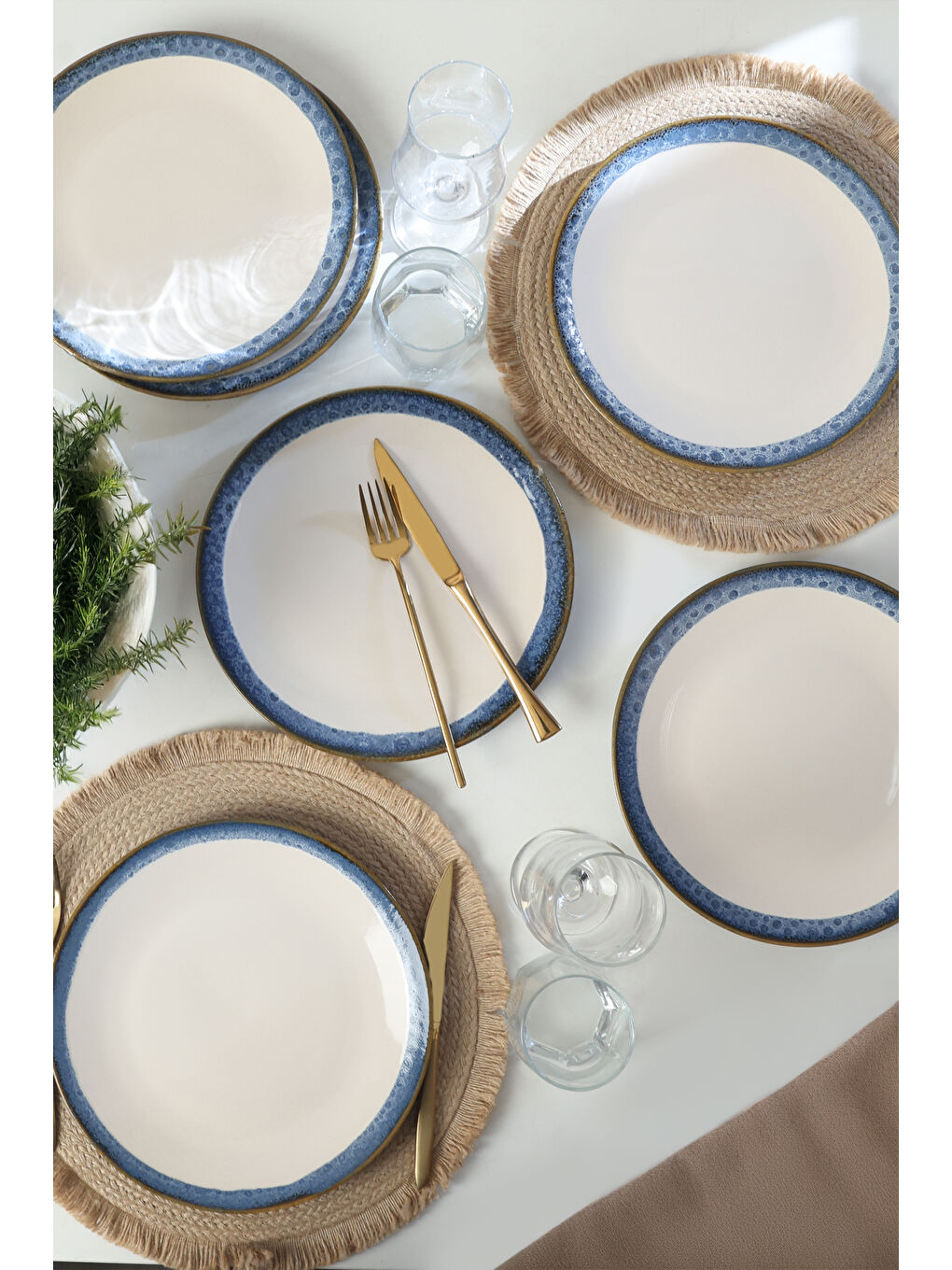 Karışık Reaktif Kobalt Ege Servis Tabağı 26 cm 6 Adet-1