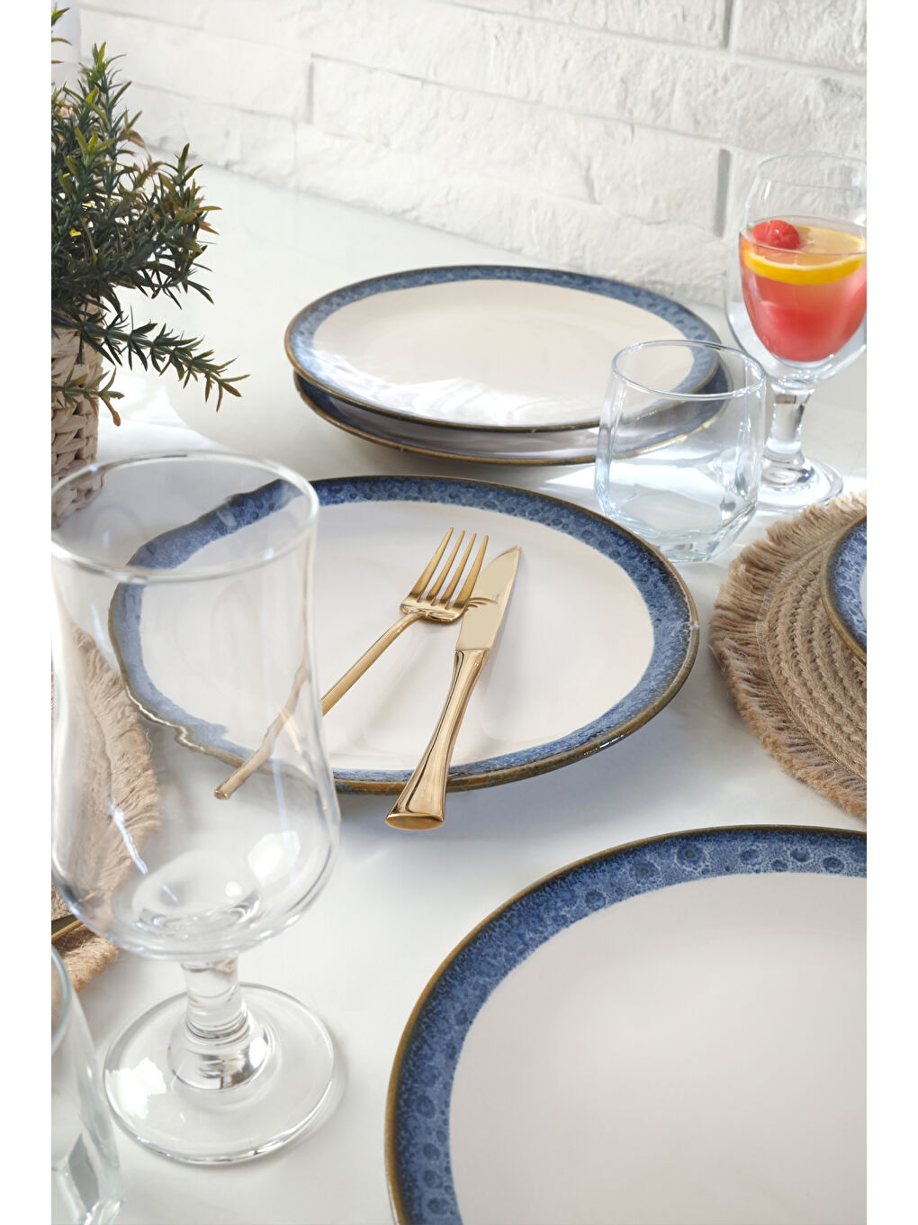 Karışık Reaktif Kobalt Ege Servis Tabağı 26 cm 6 Adet-3