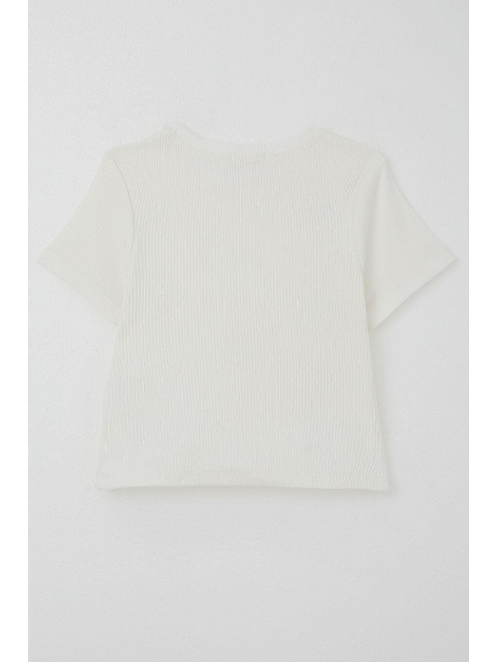 Kız Çocuk Tişört Taşlı Kalp Desenli Ekru (9-14 Yaş)-1