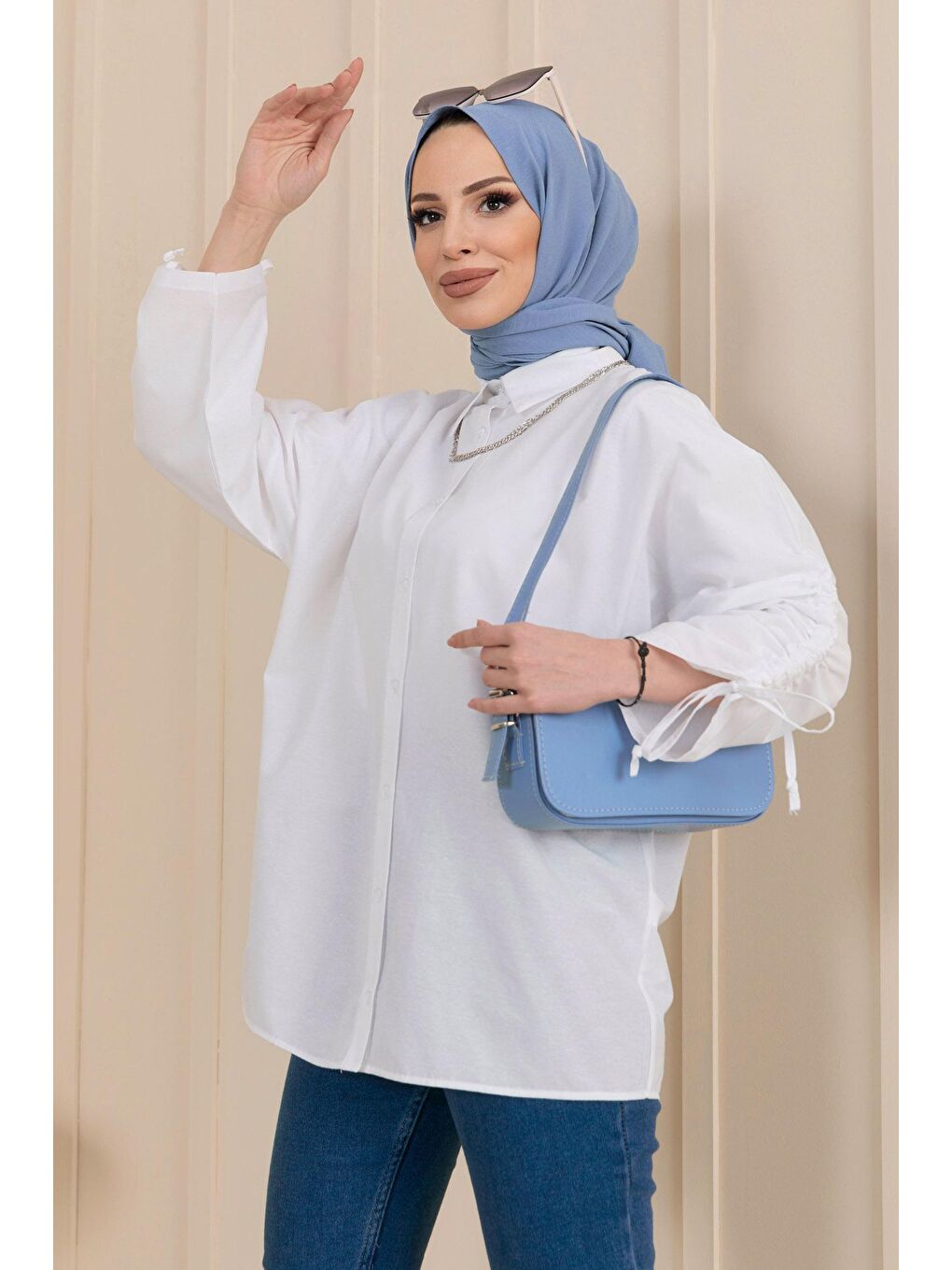 Gömlek Yaka Kadın Beyaz Gömlek - 11443-1