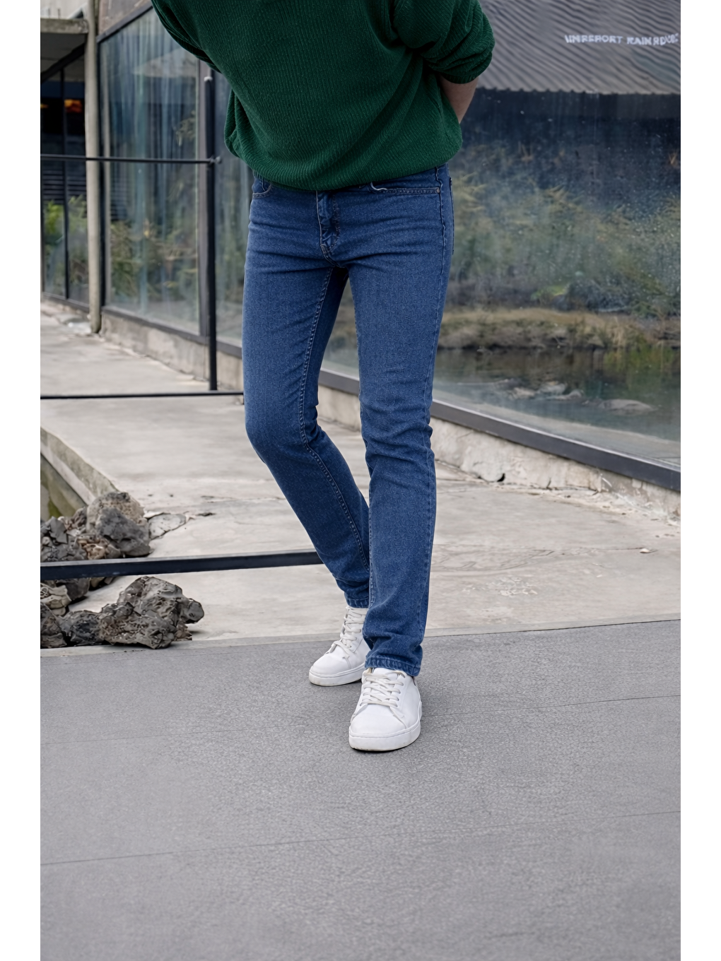 Erkek Yüksek Bel Dar Premium Lacivert Jean Pantolon-1