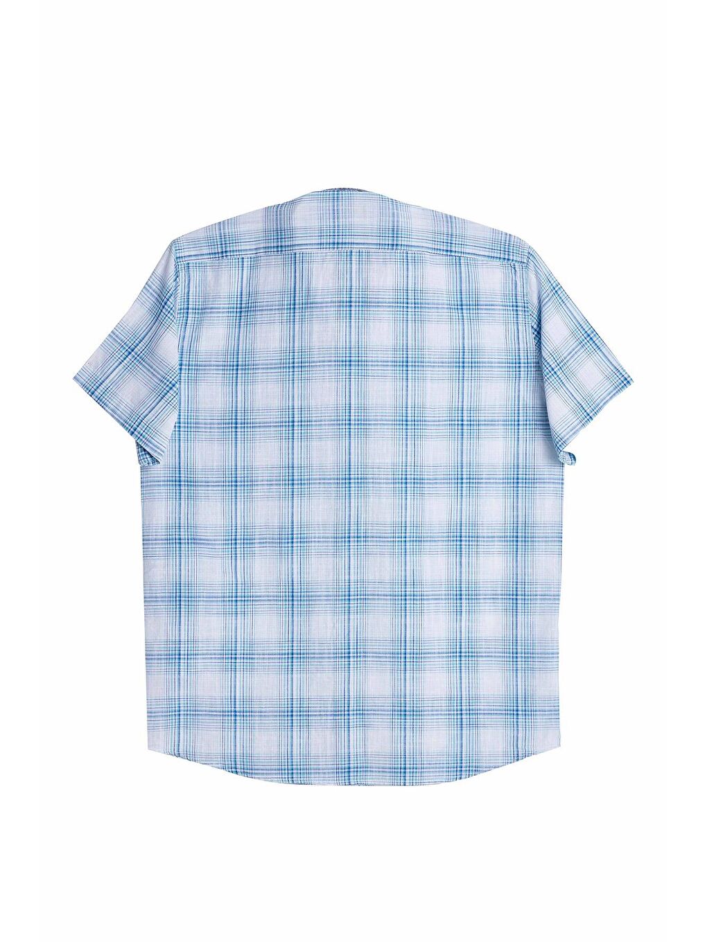 Karışık Erkek Regular Fit Klasik Kesim %100 Pamuk Keten Doku Cepli Kareli Kısa Kollu Düğmeli Yaka Gömlek-2