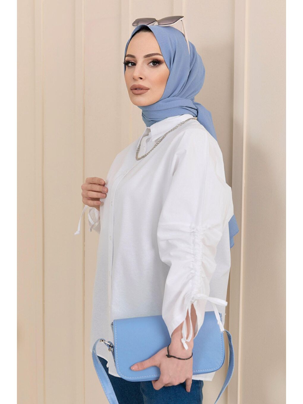 Gömlek Yaka Kadın Beyaz Gömlek - 11443-2