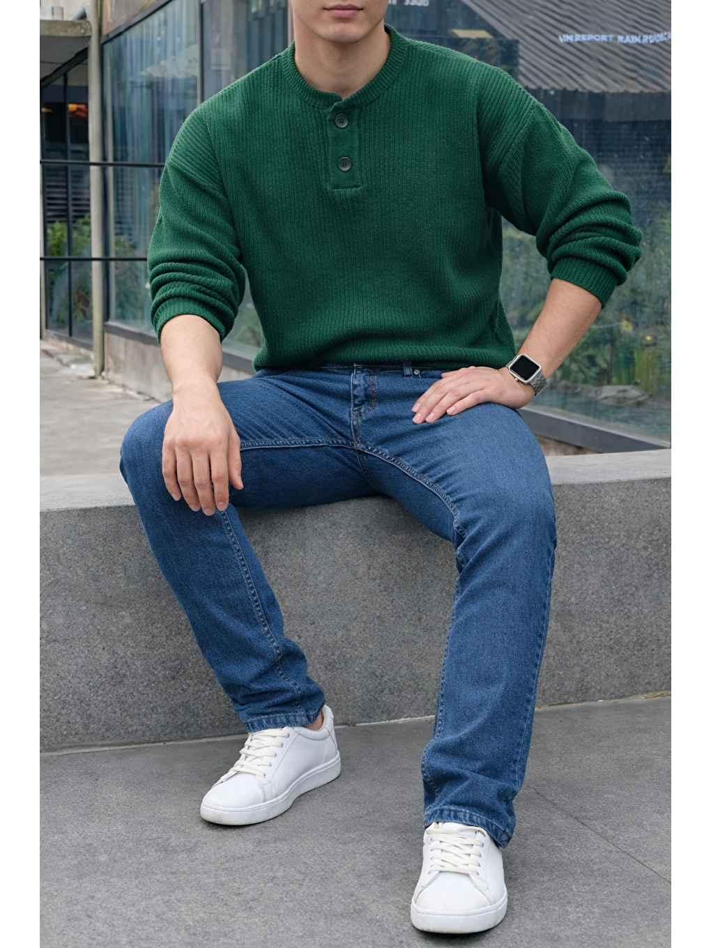 Erkek Yüksek Bel Dar Premium Lacivert Jean Pantolon-3